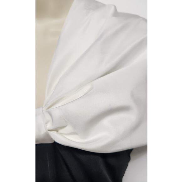 Rare VTG The Gilberts For Tally Maxi One Shoulder Black Dress White Bow, Size 8 - Picture 7 of 14